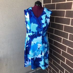 Water color fit and flare sleeveless dress